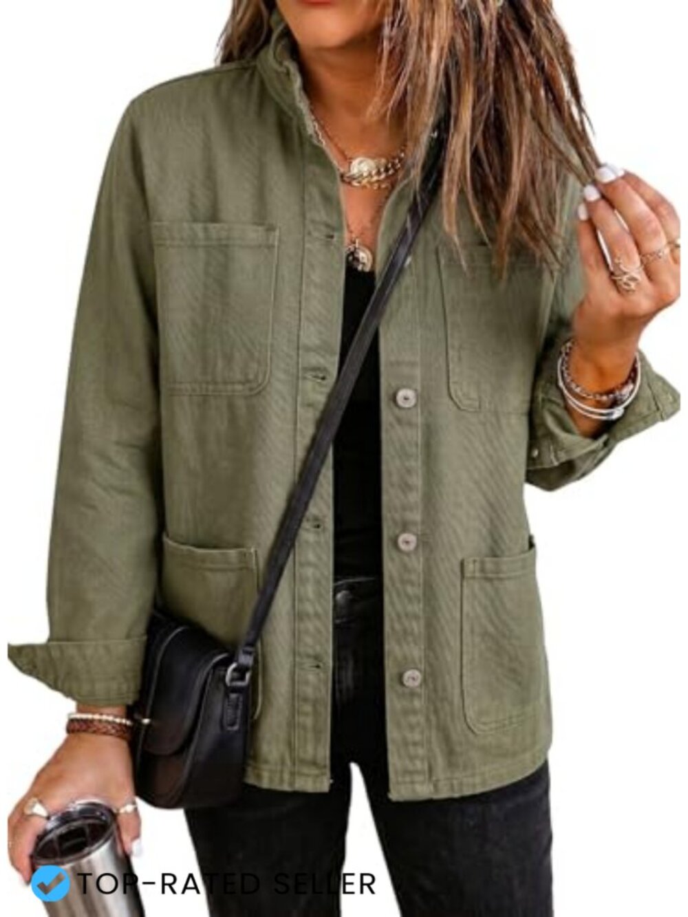 Oversized Ruffle Denim Jacket Button Down Cropped Jean Jacket